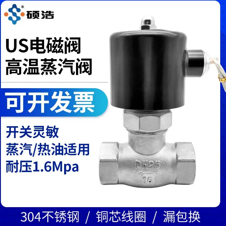 耐高温蒸汽电磁控制阀220V24V不锈钢电动耐高压常闭DN15 20气阀25