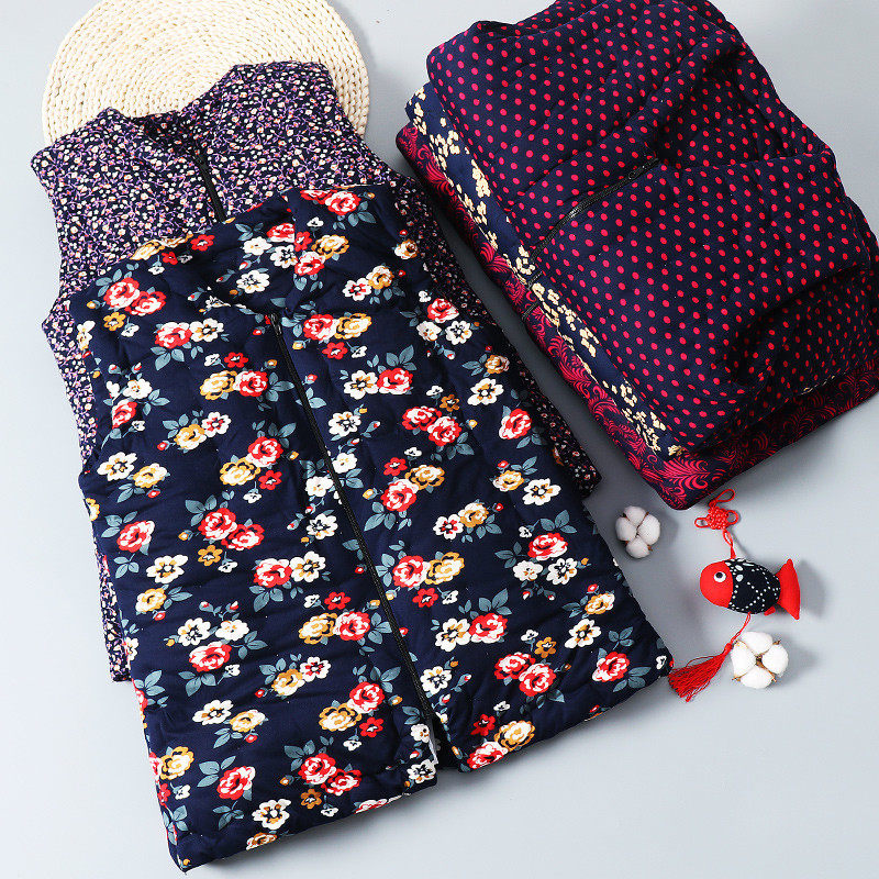 纯棉花秋冬季加厚中老年女士妈妈奶奶马甲背心坎肩内穿保暖居家