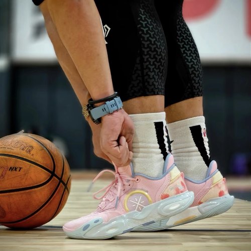 李宁 全城12 舒适耐磨 减震回弹 篮球鞋 ABAU015 粉色