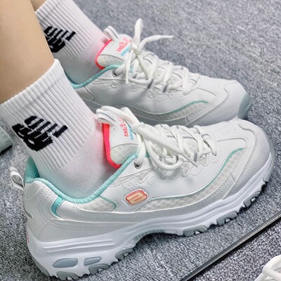 Skechers/斯凯奇 D'Lites 1.0 厚底增高 复古 老爹鞋 白金色