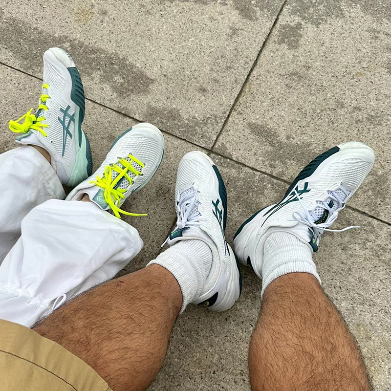亚瑟士Asics COURT FF 3 减震白蓝低帮男女款网球鞋1041A370-101