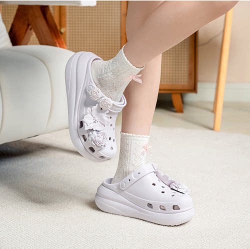 Crocs/卡骆驰 Classic Crush Clog 泡芙增高洞洞鞋凉鞋214943-5DK