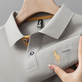 新款 商务大码 男士 夏季 短袖 T恤高档刺绣翻领POLO衫 百搭纯棉半袖 男