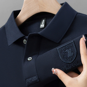 男士 半袖 短袖 夏季 T恤翻领polo衫 纯棉大码 上衣男高端刺绣宽松男装