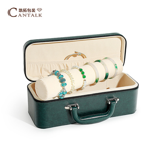 包邮文玩手串箱高档大容量碧玺翡翠玉石便携手提手镯收纳珠宝箱子