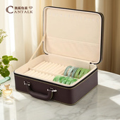 高档皮质珠宝手镯箱30位玉器翡翠手镯戒指玉镯子展示收纳盒