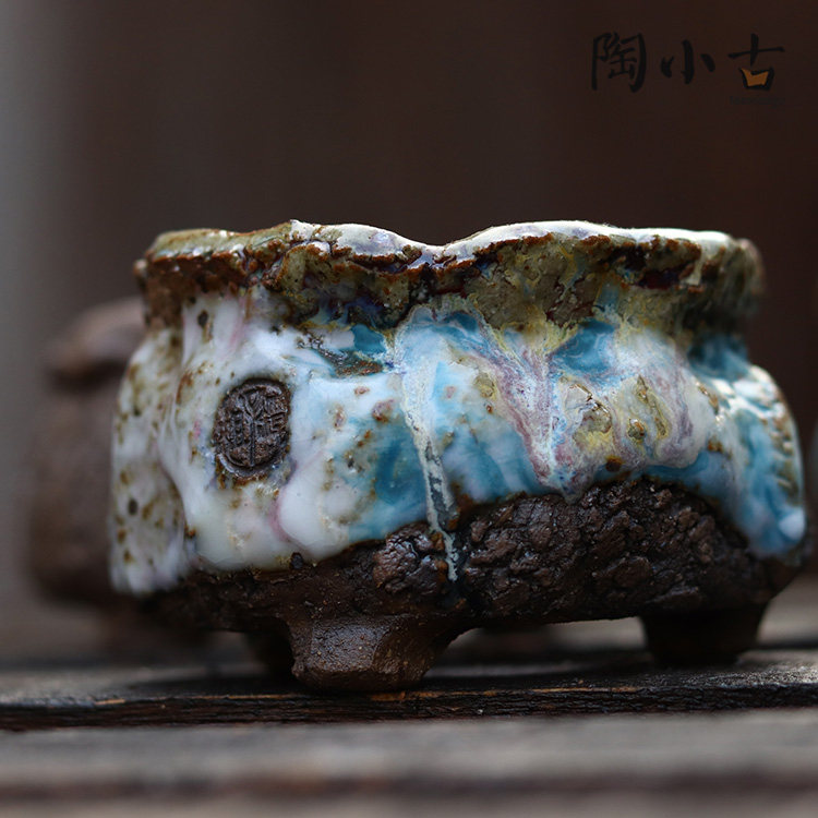 坛子姐手工多肉花盆复古朴粗陶透乌木冬云仙女杯肉锥盆景德镇精品