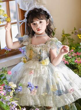 女童洛丽塔裙子2026新款儿童生日礼服裙宝宝花仙子蓬蓬网纱公主裙