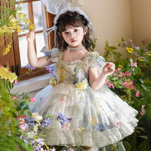 女童洛丽塔裙子2026新款儿童生日礼服裙宝宝花仙子蓬蓬网纱公主裙