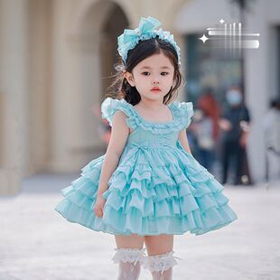 女童2026夏季 洛丽塔蓬蓬裙宝宝生日礼服公主裙女孩清新蛋糕裙 新款