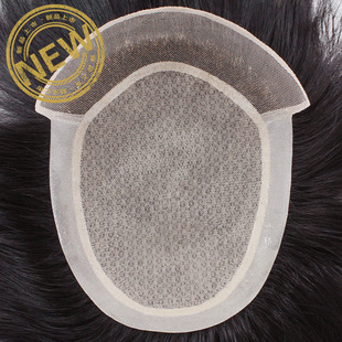 许昌假发男士秃头顶补发片全真人发前蕾丝双递针漂扣前额隐形无痕