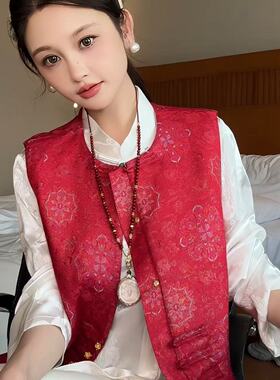 【粉红粉丝专享】新中式国风桑蚕丝螺钿填充桑蚕丝棉服马甲H25498