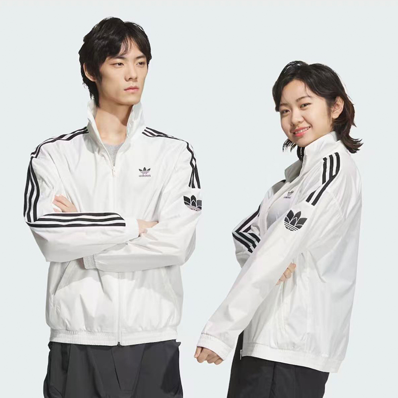 阿迪达斯长袖外套亮白色
