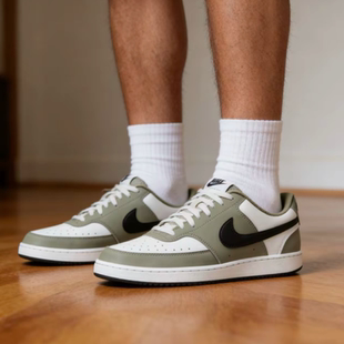 Nike/耐克 Court Vision 防滑耐磨低帮板鞋 男款白绿IM0459-104