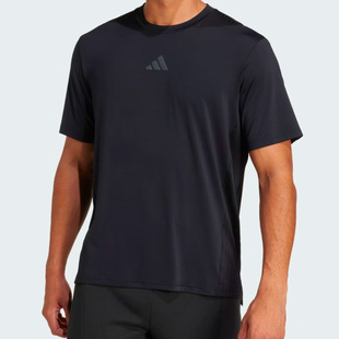 Adidas/阿迪达斯速干透气舒适柔软套头短袖圆领T恤男款黑色JI8181