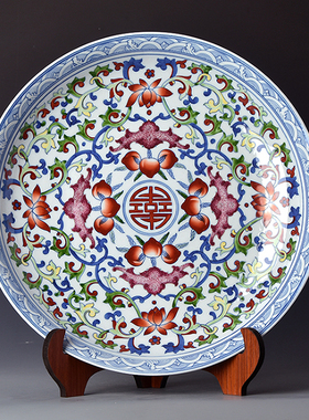 手绘青花斗彩景德镇陶瓷挂盘