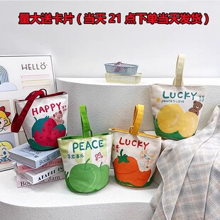 手提帆布袋伴手礼布袋水桶包毕业季 卡通满月宴幼儿园可爱小拎包