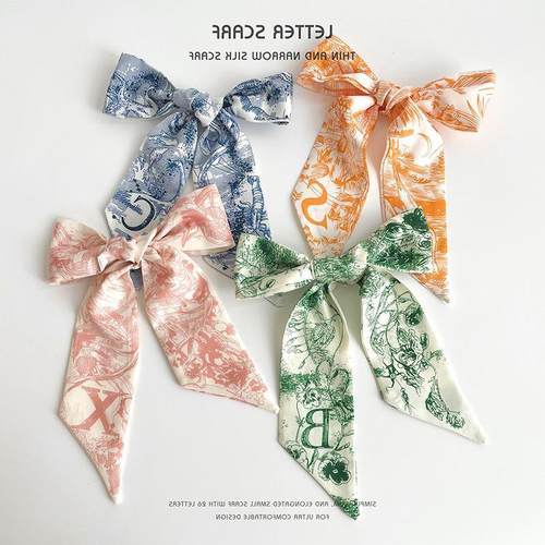 长条飘带字母包包细窄丝巾