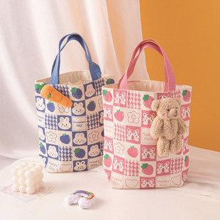新款伴手礼可爱兔子老虎ins手拎帆布包便当袋上班通勤时尚饭盒袋
