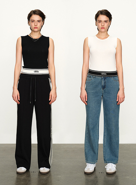 婉甸2025春季新品黑色毛织背心运动风针织衫1241W33SX4