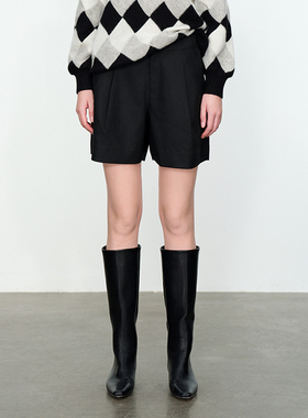 婉甸黑色短裤冬季新品A型立体裁剪短裤1234P06DM1