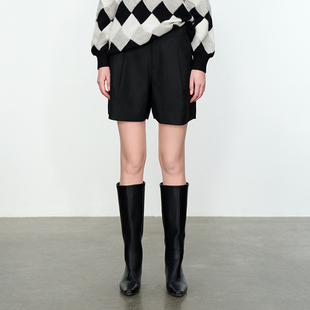 婉甸黑色短裤冬季新品A型立体裁剪短裤1234P06DM1