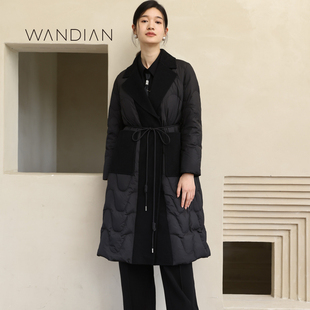 绗缝羽绒服1234D21RX3 黑色长款 婉甸冬季 新品