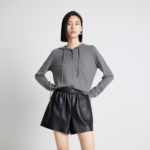 焦糖色连帽套头衫 岩石灰 1243W06GL2 新品 婉甸2025年秋季