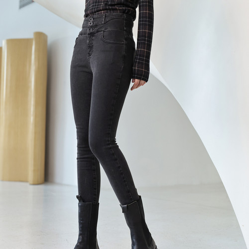 婉甸2024冬季新品灰长裤铅笔裤立体裁剪长裤1234X04RX2YX