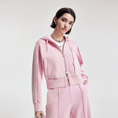 婉甸2026春季新品芭蕾粉斑驳水洗卫衣全棉外套1251O18SX4