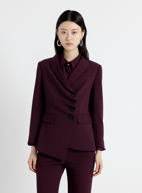 婉甸2025年秋季新品酱紫色中长款西装1243Q07DM4