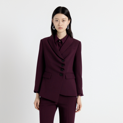 婉甸2025年秋季新品酱紫色中长款西装1243Q07DM4