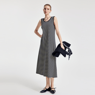 连衣裙1251N07GX3 黑白条纹圆领背心式 婉甸2026春季 新品