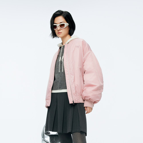 婉甸2025年冬季新品薄纱粉长袖棉服1244F01GS1