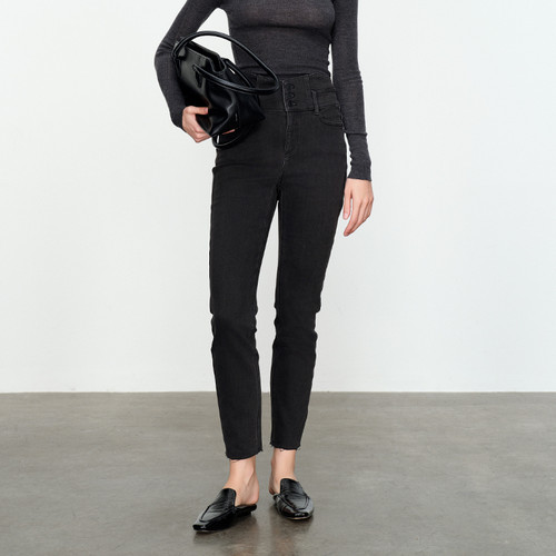 婉甸熔岩灰丹宁小脚裤2024冬季新品铅笔裤1234X03SX2