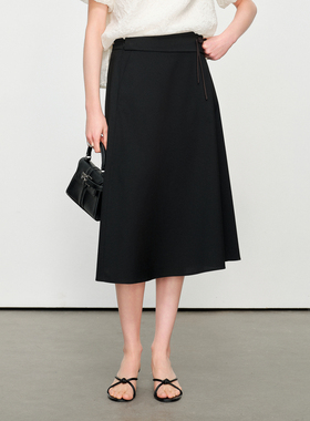 婉甸2025夏季新品黑色长裙通勤半身裙1242K17DY3