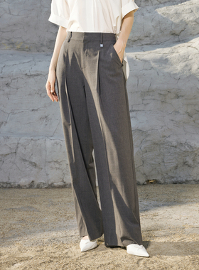 婉甸2025夏季新品中性灰阔腿裤长裤1242P19RS4