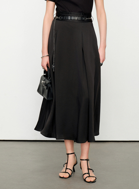 婉甸2025夏季新品黑色长裙优雅半身裙1242K13JH2