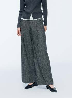 婉甸2025年冬季新品杂花灰阔腿裤1244P07GS1