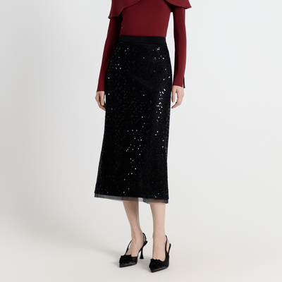 婉甸2025年秋季新品耀石黑珠片长包裙1243K06RJ3