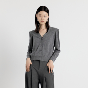 紫红色毛织开衫 岩石灰 1243W09GL2 新品 婉甸2025年秋季