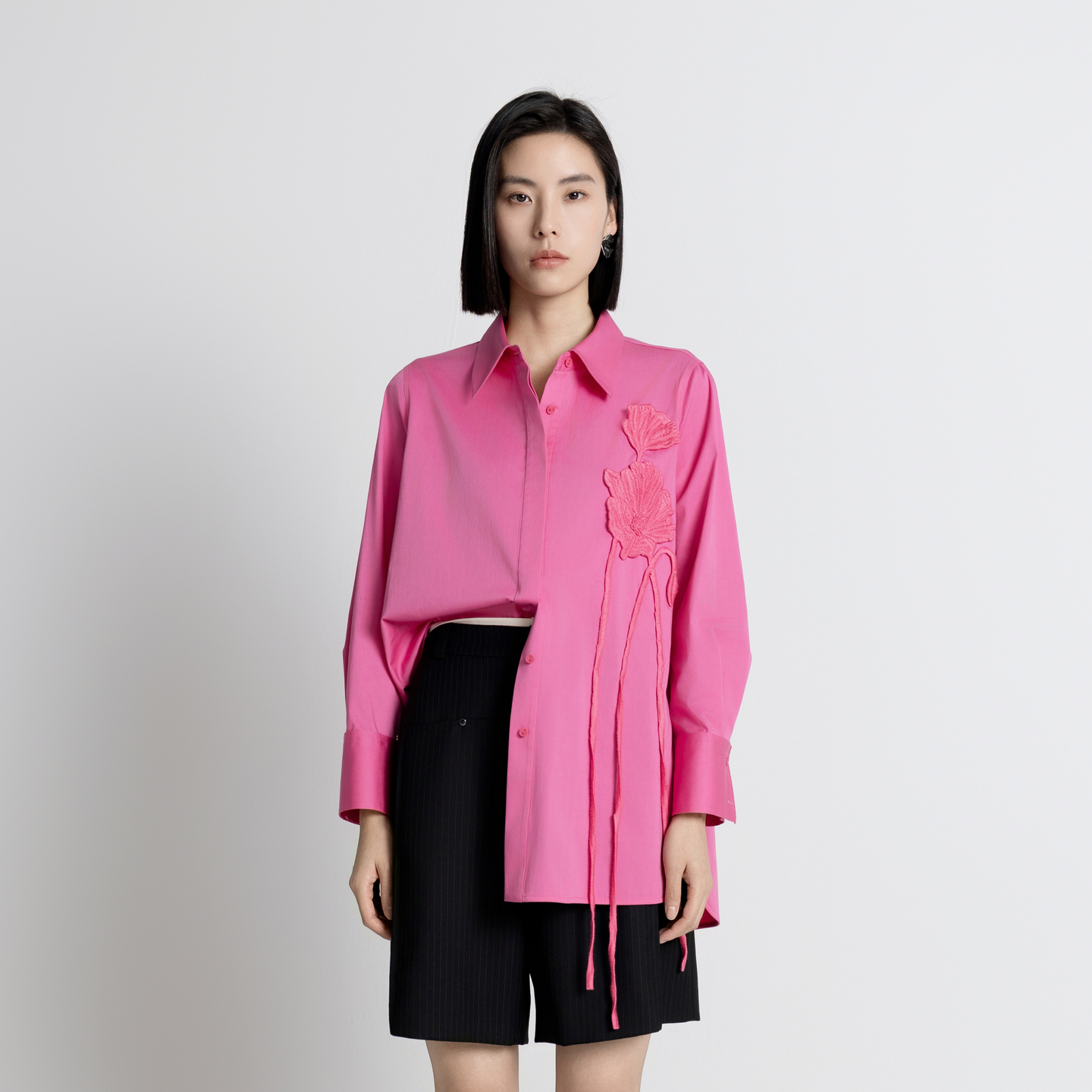 婉甸2025年秋季新品霞光粉长袖衬衫1243S01DZA