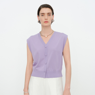 婉甸2026夏季新品莫奈紫毛织假开衫1252W19YD5