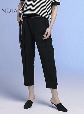 婉甸黑色长裤夏季新品通勤干练锥形裤1232P08RS1