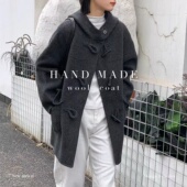 韩版 毛呢外套女526 个性 秋冬新款 双面羊毛大衣女牛角扣设计师款