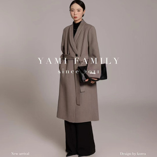 通勤洋气女装 长毛系腰绳时尚 羊毛大衣 羊毛大衣574长款 韩国新款