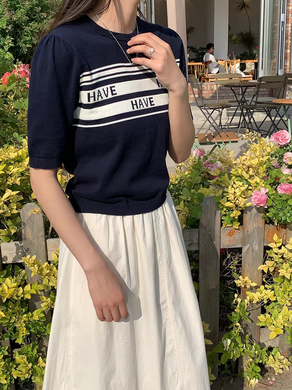 韩国 新款圆领套头字母针织衫2352韩系休闲百搭款日常韩版印花女