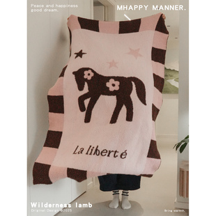 MhappyManner 原创草莓巧巧半边绒盖毯轻薄 休闲毛毯午睡空调毯子