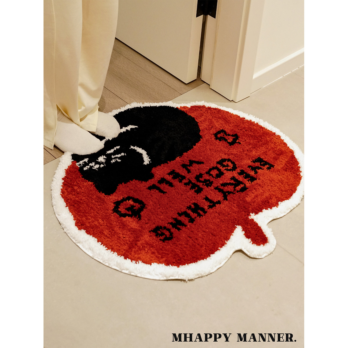 MhappyManner原创简约苹果小猫加厚家用进门地垫浴室防滑卧室地毯
