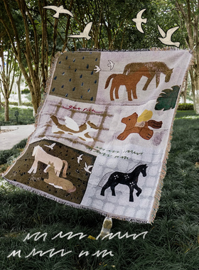 MhappyManner 原创逐梦追光小马艺术挂毯沙发毯针织盖毯空调毯